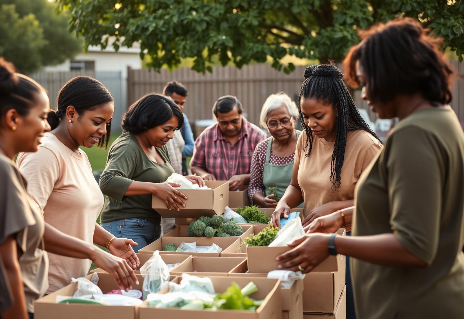 Community members supporting one another outdoors
